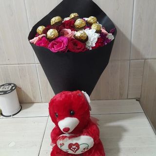 flowers and bear