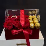 Box Acrylique de rose et chocolat