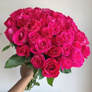 Bouquet de 12 roses fuschia