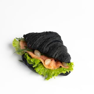 Charcoal Croissant With Smoked Salmon
