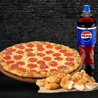 Menu L  < 1 Pizza Senior + Tex-Mex + Boissons 1L >