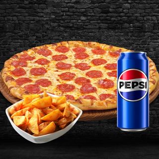 Menu Solo< 1 Pizza Juniror + Potatoes + Boissons  >