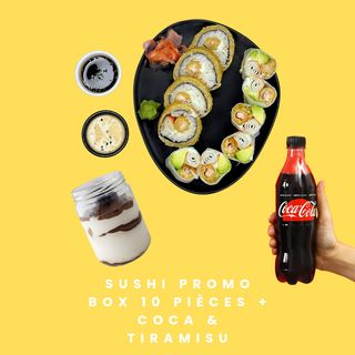 SUSHI PROMO BOX 10 PIÈCES + COCA & TIRAMISU