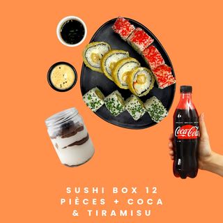 SUSHI BOX 12 PIÈCES + COCA & TIRAMISU