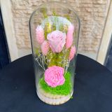 cloche rose avec fleur éternelle Pink
