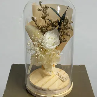 cloche( fleur éternelle blanc )15cm