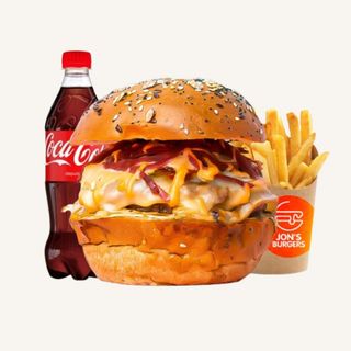 Big Jon's Burger + Frite Fait Maison + Soda 33cl  au choix