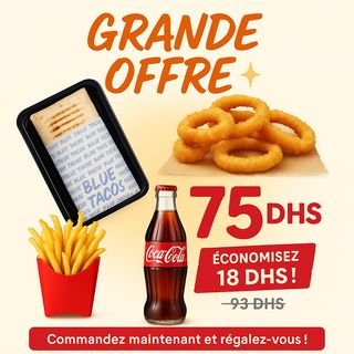 Menu Tacos + Onion Rings