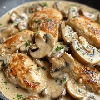 Emince de poulet creme champignons