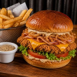 Tasty chicken burger + frites