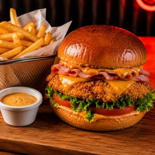 Mango chicken burger + frites