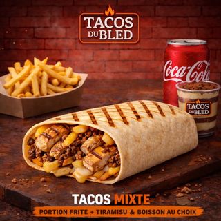 Tacos Mixte  L + Portion Frite + Tiramisu & Boisson Au Choix