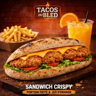 Sandwich Crispy + Frite + Jus D’orange