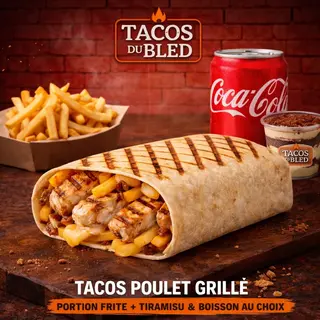 Tacos Poulet  L + Frite + Tiramisu Et Boisson Au Choix