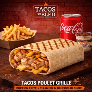 Tacos Poulet  L + Frite + Tiramisu Et Boisson Au Choix