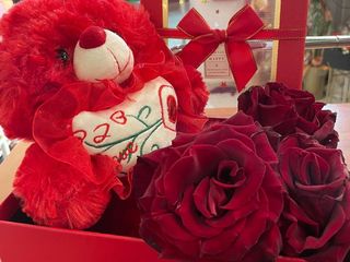 Boite cadeau Ours et3 fleurs