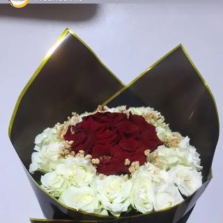 Bouquet de25 fleurs rouge et blanc