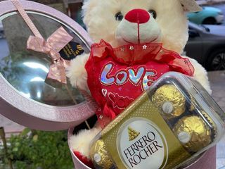 Boite rose+Ours+chocolate firiro