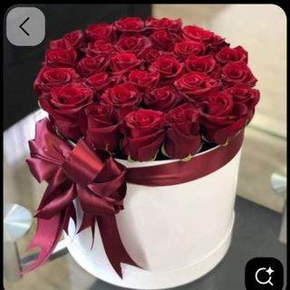 Carte +Box de fleur rouge