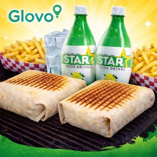 2 tacos poulet + 2 frite + 2 star souda
