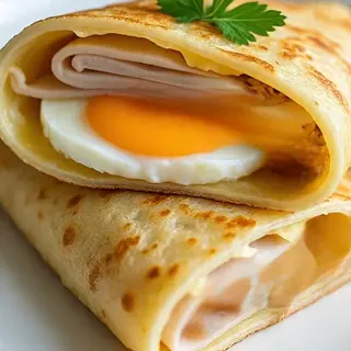 Crêpe fromages oeuf dinde fumée