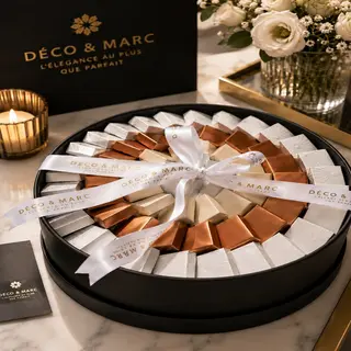 Coffret Rond de Chocolat Belge Signature – DÉCO & MARC (Noir)