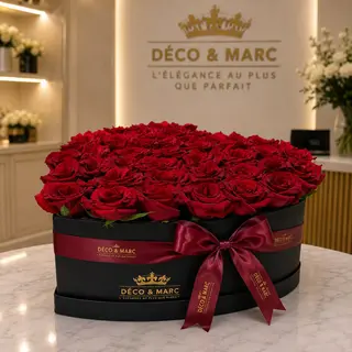Boite Cœur Avec Les Fleurs Rouge