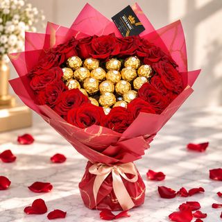 Bouquet Cœur Des Fleurs Et Chocolat