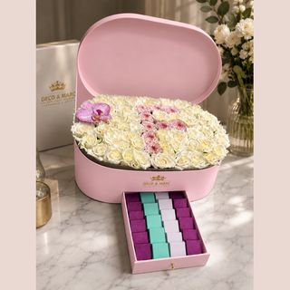Coffret Floral Personnalisé & 310g Chocolat Belge