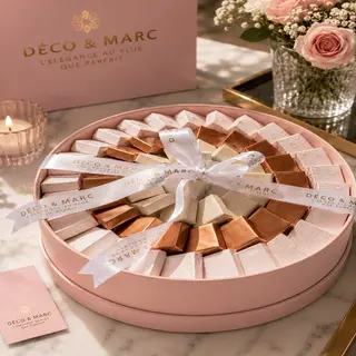 Coffret Rond de Chocolat Belge Signature – DÉCO & MARC (Rose)
