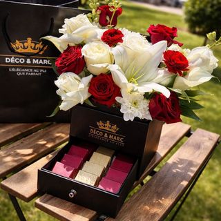 Elegant Luxury Flower Box with 190g Belgian Chocolate