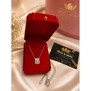 Collier en Argent – Pendentif Rectangle Vintage Zircon