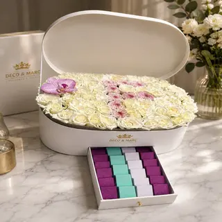 Coffret Floral Personnalisé & 310g Chocolat Belge