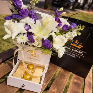Elegant Flower Box with Premium Belgian Chocolates