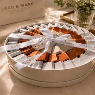 Coffret Rond de Chocolat Belge Signature – DÉCO & MARC (Blanc)