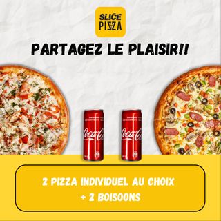 Deux pizza individuelles + deux boissons