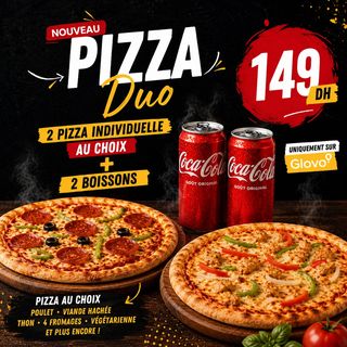 Deux pizza individuelles + deux boissons