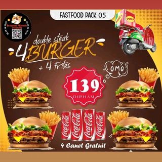 4Double Burger +4Coca cola 