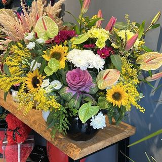 Compo fraiche avec vase Noir