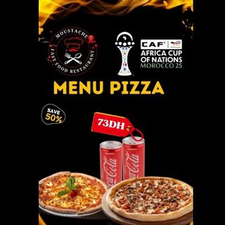 1 Pizza M Margarita + 1 Pizza M kefta + 2 Coca + Sauces