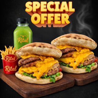 Deal 2 Burgers = Frites + Boisson GRATUIT