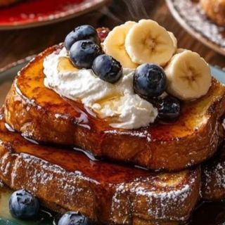 Pain perdue banane myrtille