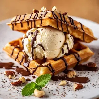 Gaufre nutella et boule de glace