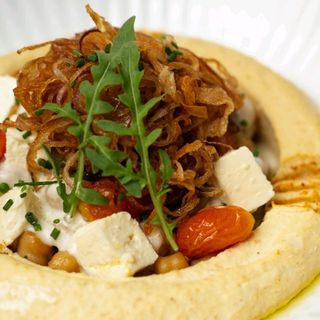 Houmous feta sauce tahina