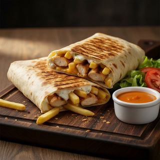 Tacos Poulet Grillé – Fromage Fondant & Frites