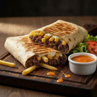 Tacos Viande Hachée – Fromage Fondant & Frites