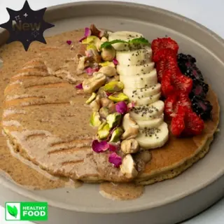 Pancake aux flocons d'avoine,amlou et fruits