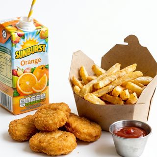 Mini nuggets with jus and frites
