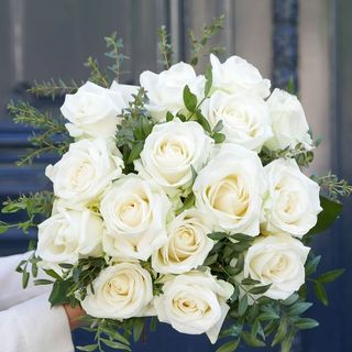White bouquet with packaging