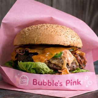 Pink cheese burger